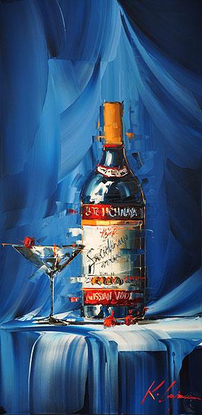 Wein in blauer Kal Gajoum strukturiert Ölgemälde